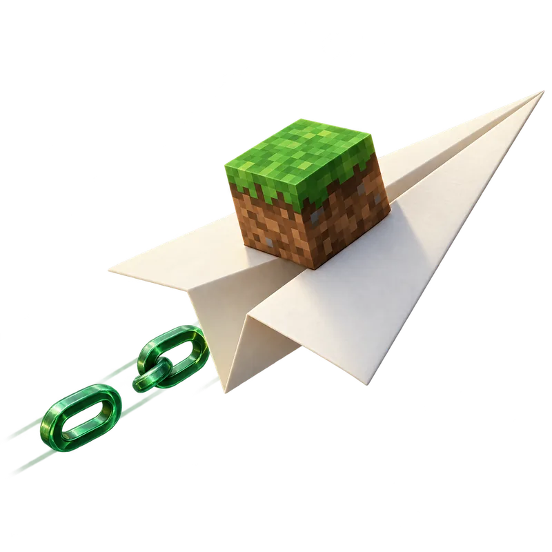 ภาพประกอบเครื่องบินกระดาษลอยเหนือโลก Minecraft